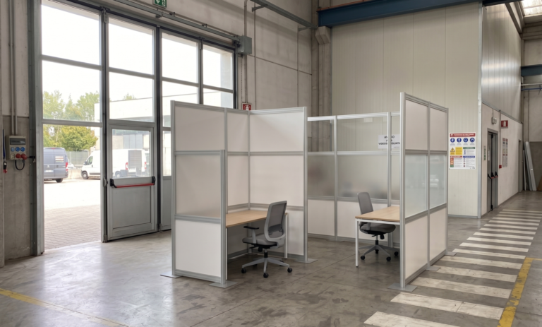 Pareti divisorie modulari su misura per magazzini e capannoni industriali Sistema Hoto Studio T